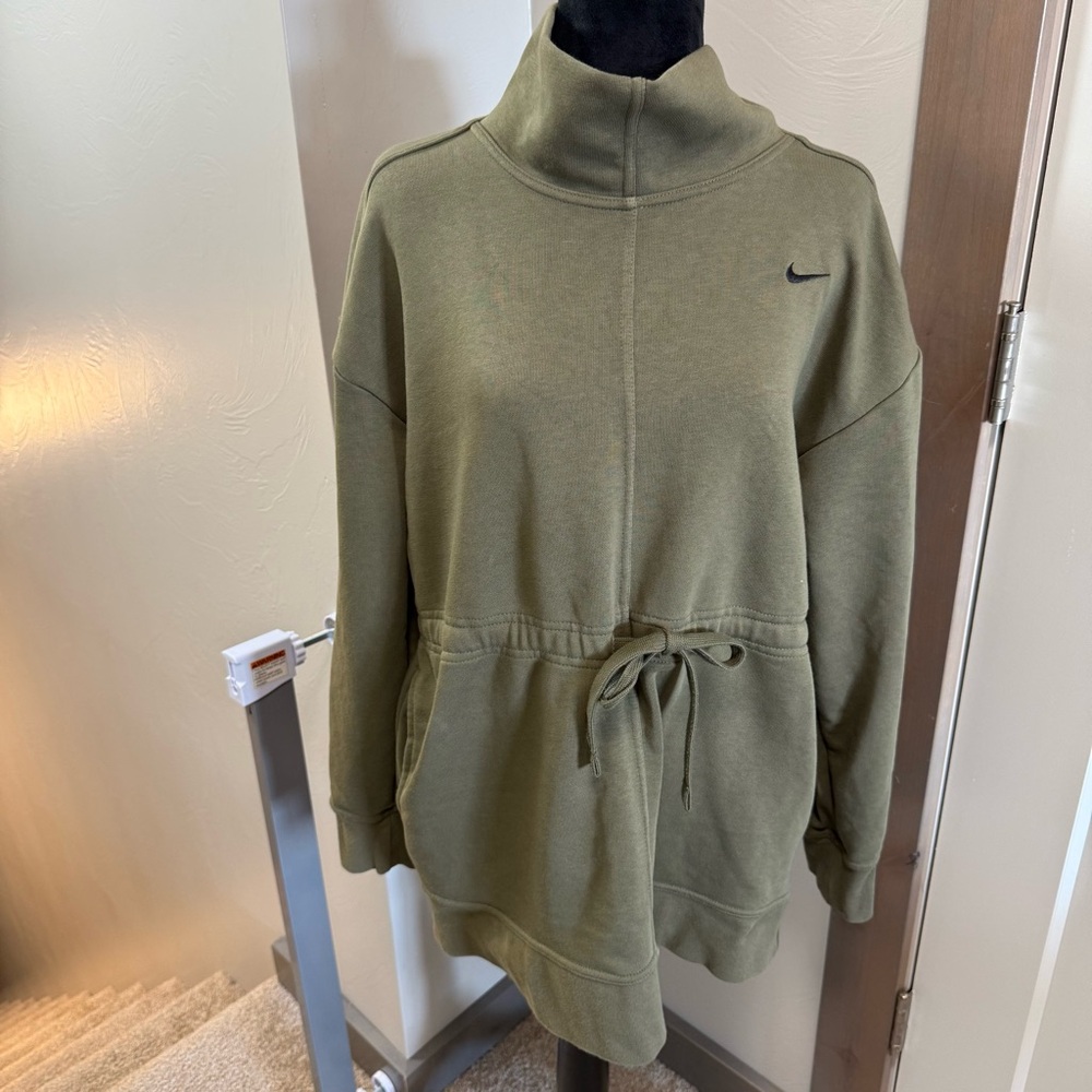 Nike‎ Olive Hunter Green Dri-FIT Get Fit Pullover Training Top Sweatshirt Hoodie